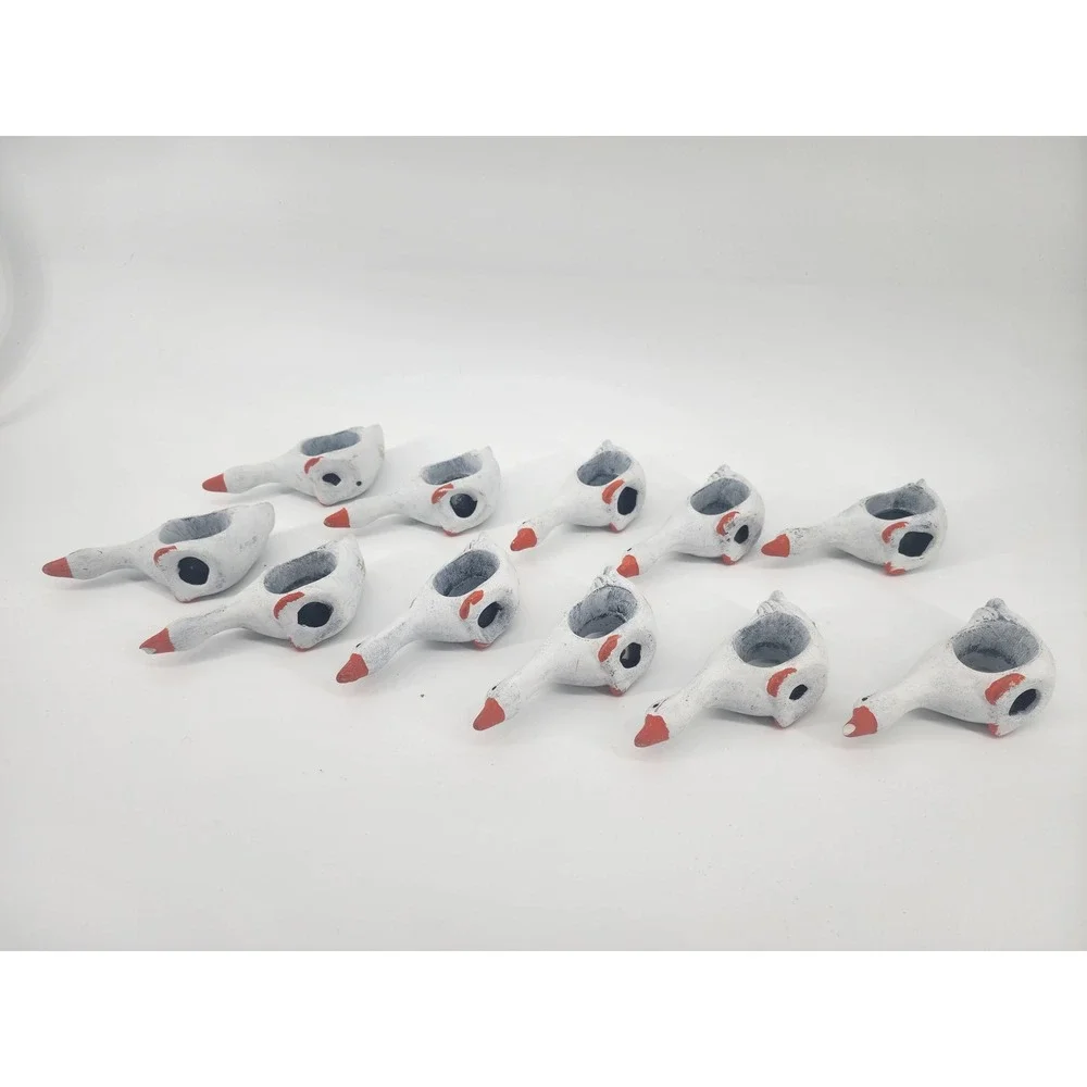 Set of 11 Vintage Hand Painted Wooden Goose Napkin Rings White Rustic‎ Farmhouse
